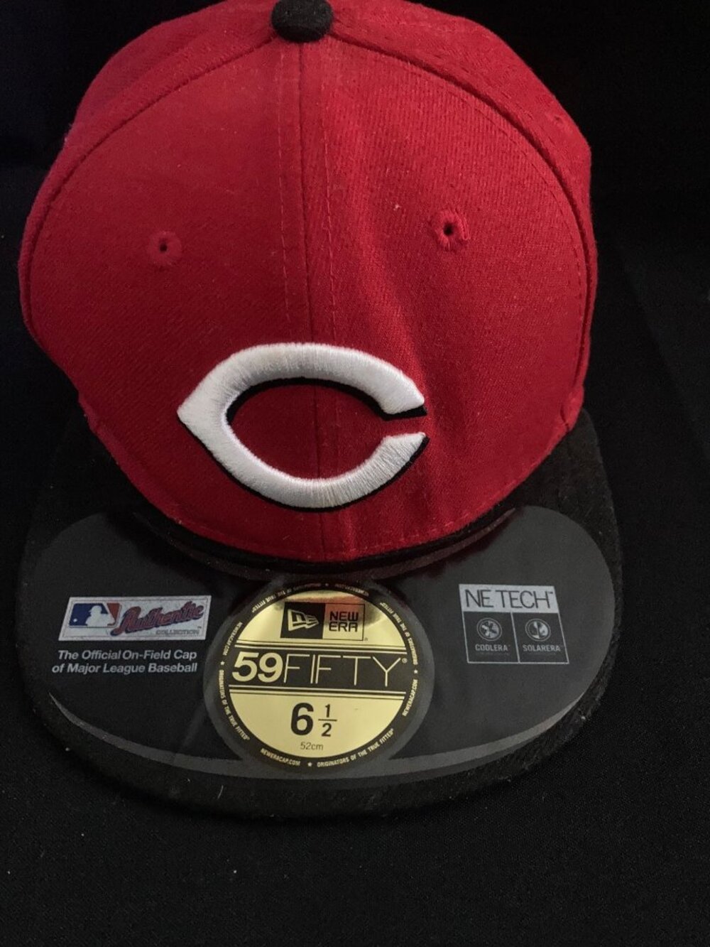 New Era 59FIFTY Cincinnati Reds Red/Black Fitted Hat Size 6 1/2 MLB Authentic Co